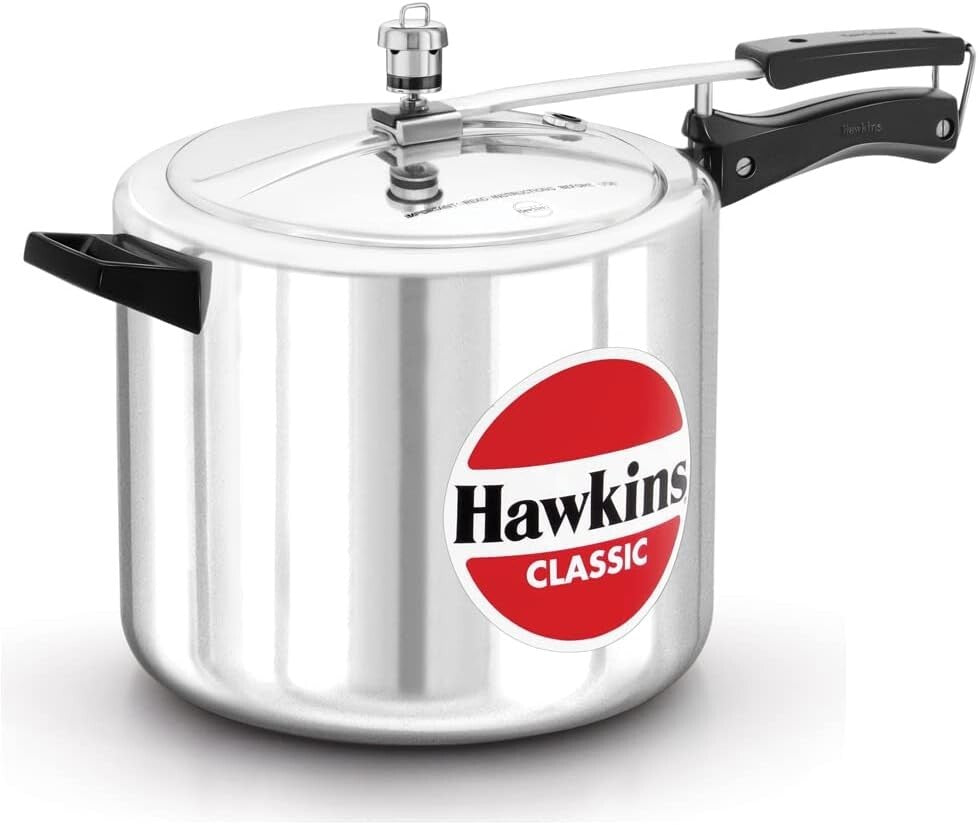Hawkins Classic Pressure Cooker Wide, 10 Litre Capacity, Silver  Free Shipping